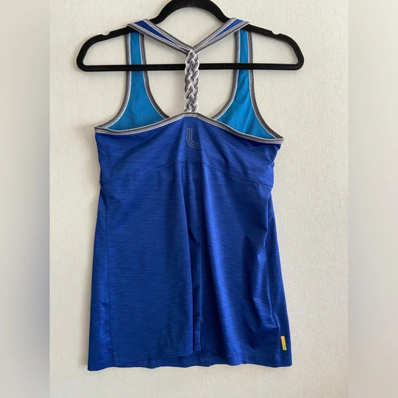 Lole braided T back athletic tank top with shelf bra  Sz L - Picture 2 of 10